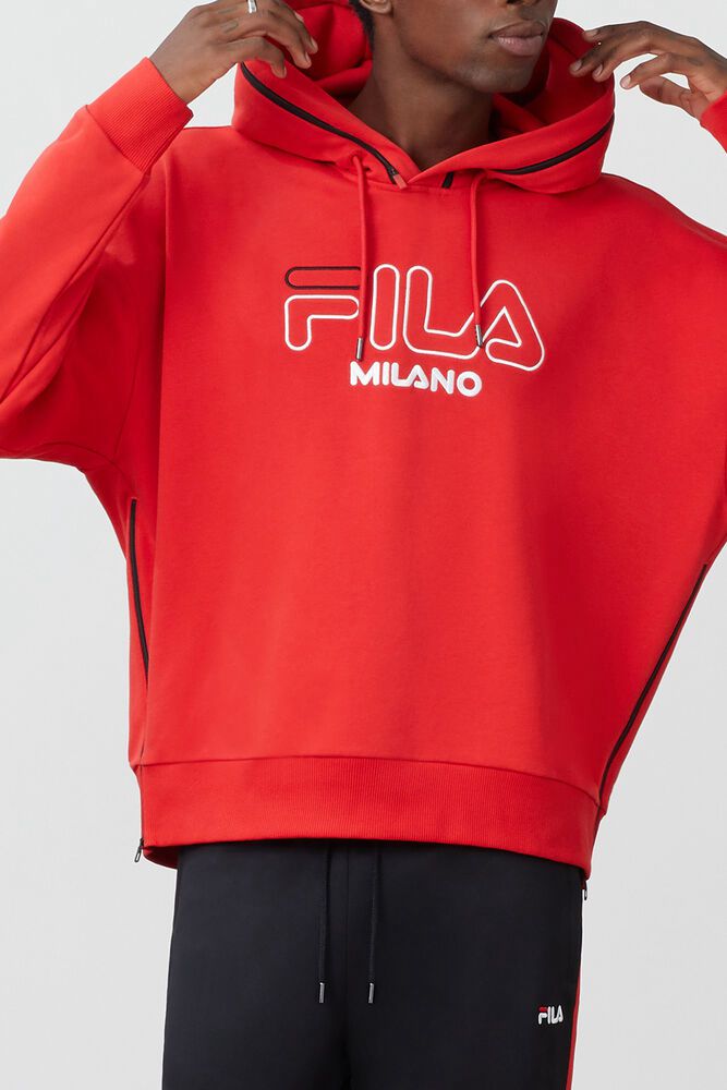 Fila Hoodie Mens Red Milano French Terry - Ireland 19086-GKUZ